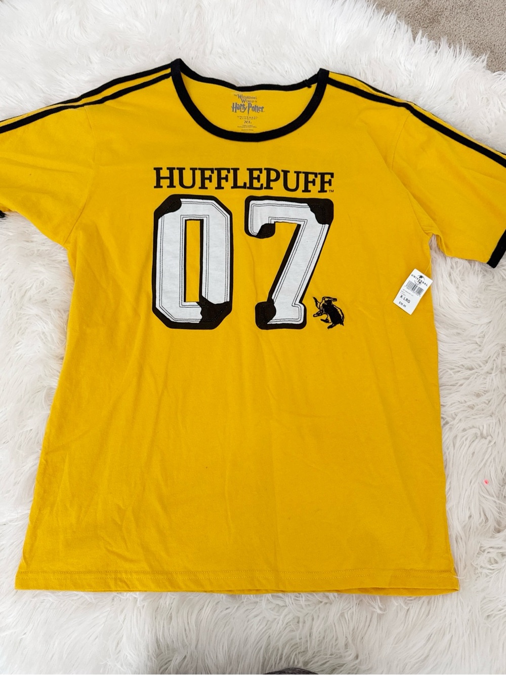Universal Yellow Hufflepuff '07' Short Sleeve Tee with Black Trim